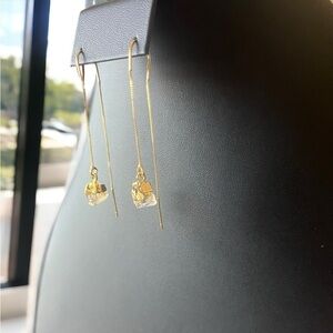 Raw Citrine Gold Threader Earrings